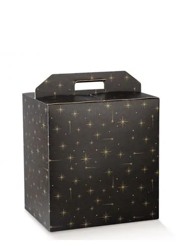 Kutija Kartonska Ručka Crna Zvezdice-38910 