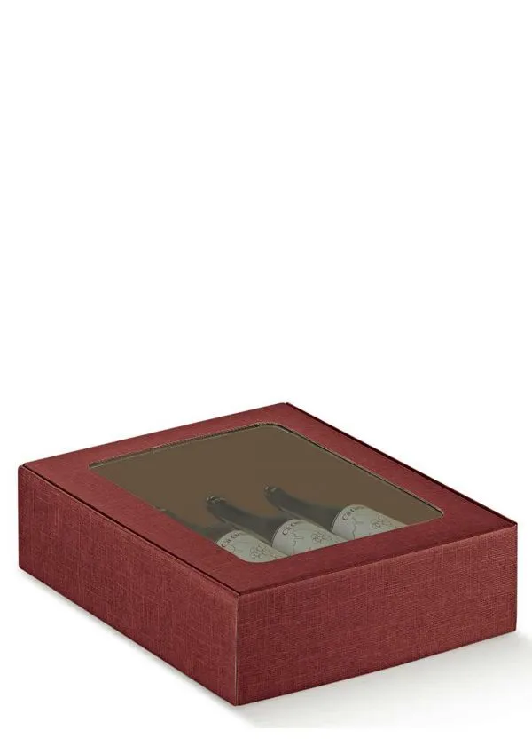 Kutija Kartonska Za 3 Boce - Bordo Prozor-35387 