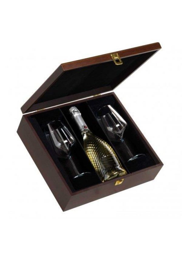 Drvena Kutija Braon Vino+2 Čaše-CL1410 